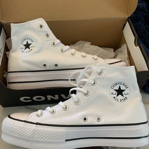 White high top platform converse